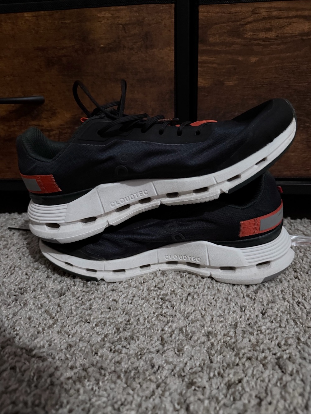 Women's Black Sneakers with Orange Accents - CloudTec Cushioning